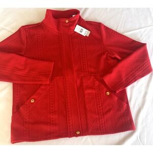 NWT LeModa lightweight textured knit jacket the perfect holiday red size L